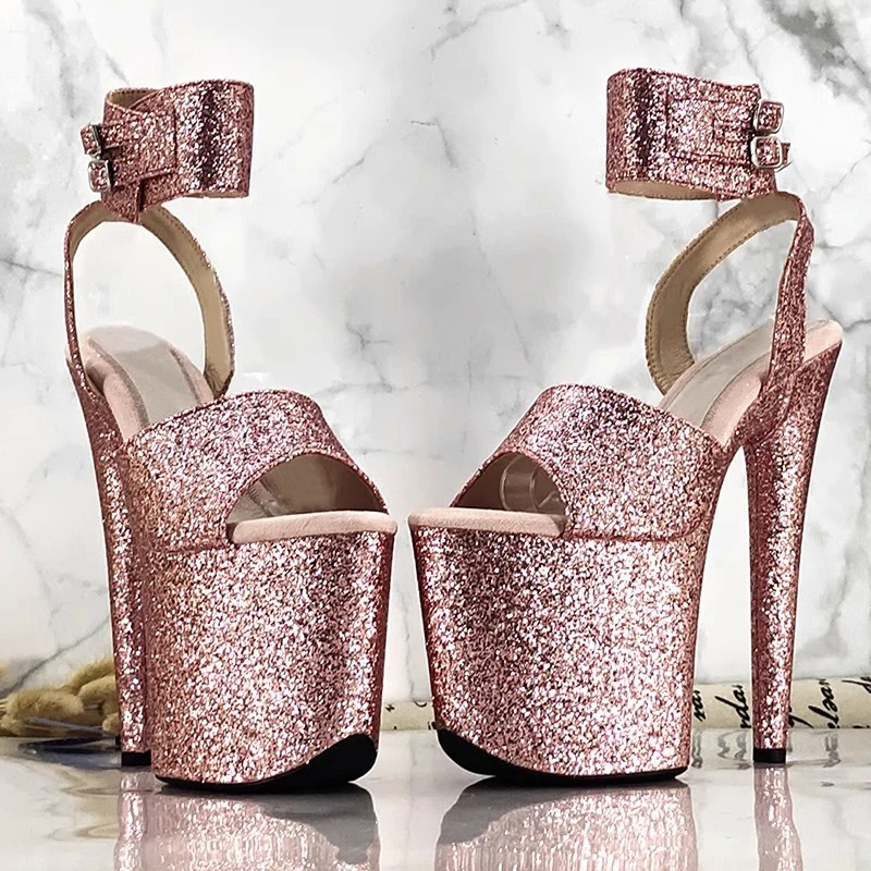 

Wome Fashion 20CM/8inches Glitter Upper Platform Sexy High Heels Sandals Pole Dance Shoes 067