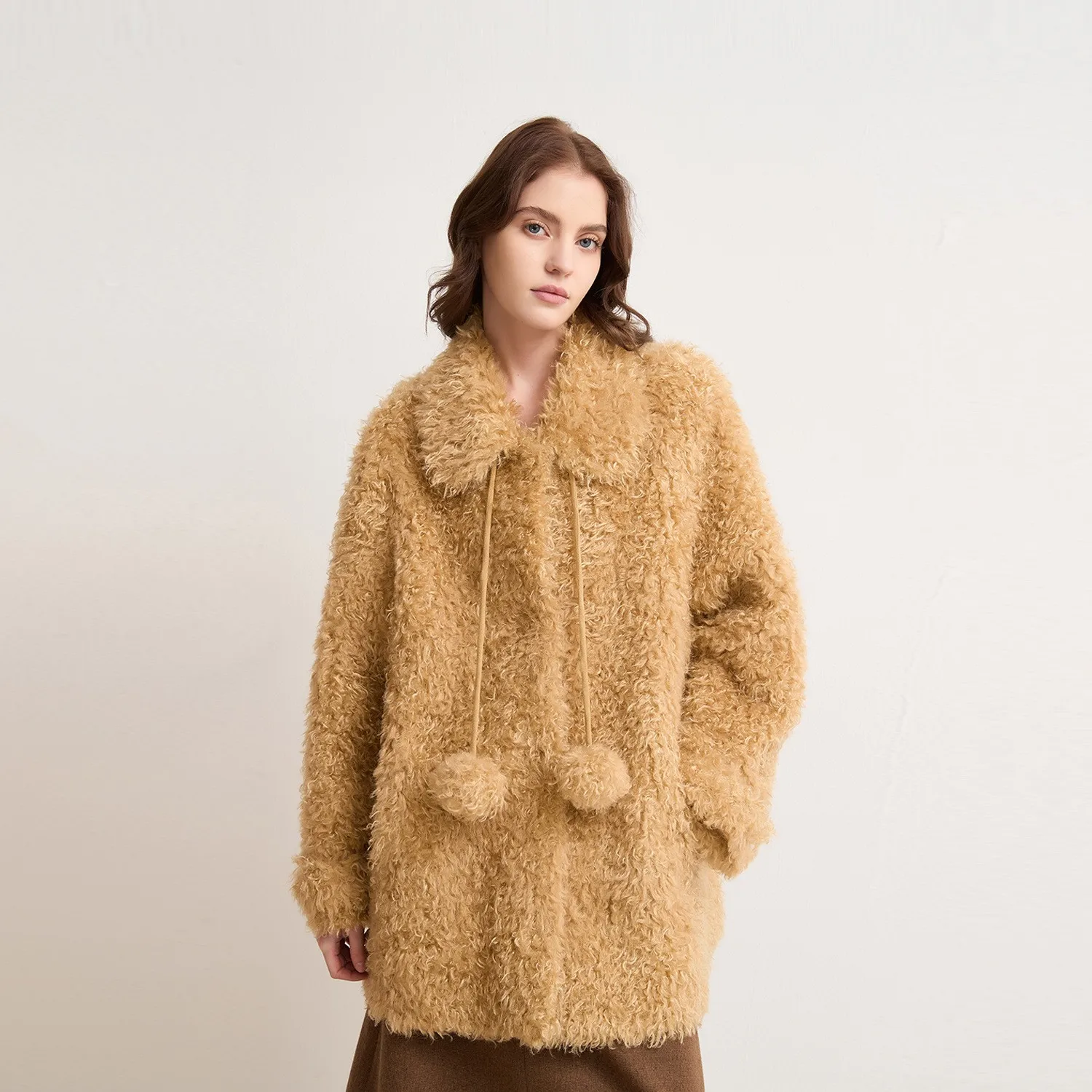 Long Sleeve Thick Warmth Coat with Regular Fit Sweet Style Mid Long Length Women Coat Patchwork Construction Hooded Neckline