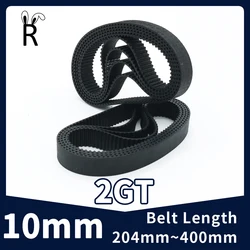 10Mm Bandbreedte 2gt Distributieriem Gt2 Lengte Omtrek 204Mm-400Mm 2M Rubber Gesloten Lus Timing Synchrone Bandonderdelen 3d Printer