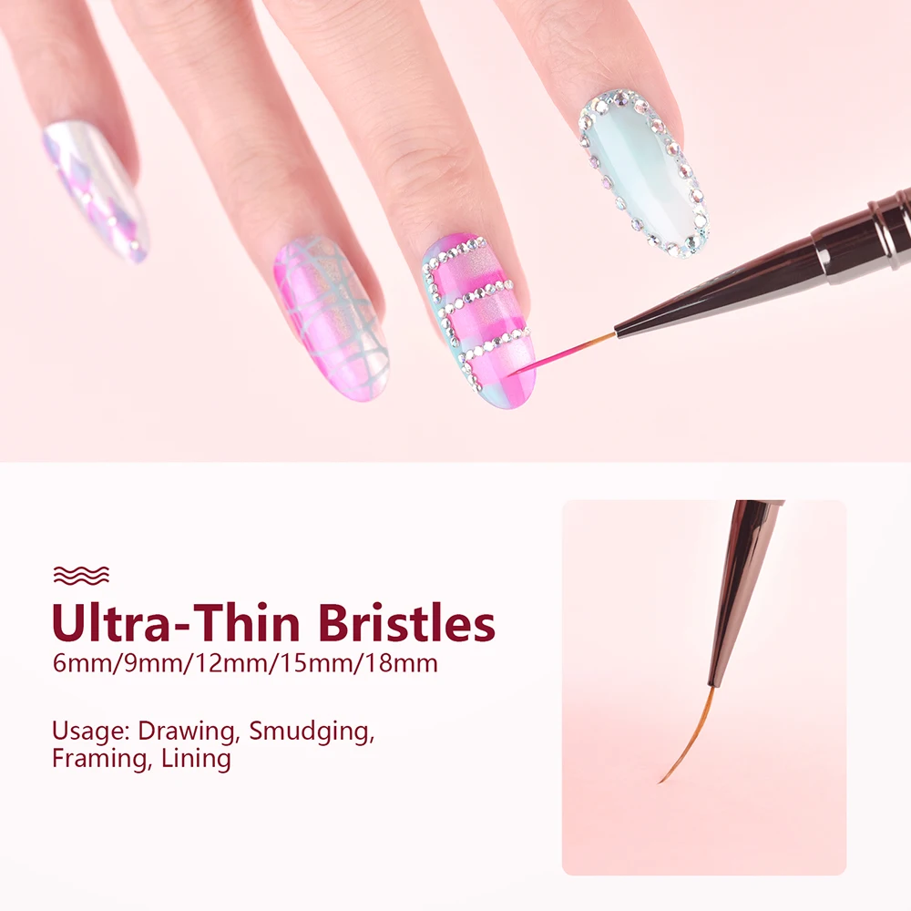 KADS Nail Art Liner pinceaux peint à la main brosse acrylique UV Gel couleurs tintes constructeur dessin stylo bricolage manucure Design accessoires