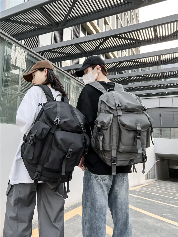 

Faionable Japanese Street Sle Functional Bapa Men's Double Oulder Travel Bag Large Capaci Travel Bapa