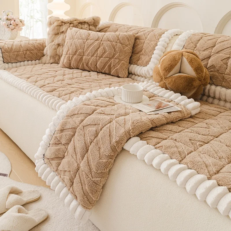 Handmade Velvet Sofa Cushion Pad Armchair Recliner Balcony Tatami Seat Mat Non-slip Thickness Home Decor Sofa Slipcovers