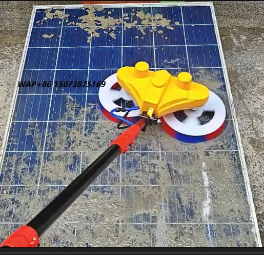 Multifit Solar Panel Cleaning Brush Kit with 12m Carbon Fiber Telescope Pole Electric Rotary Brush for Solar PV Cleaning Machine