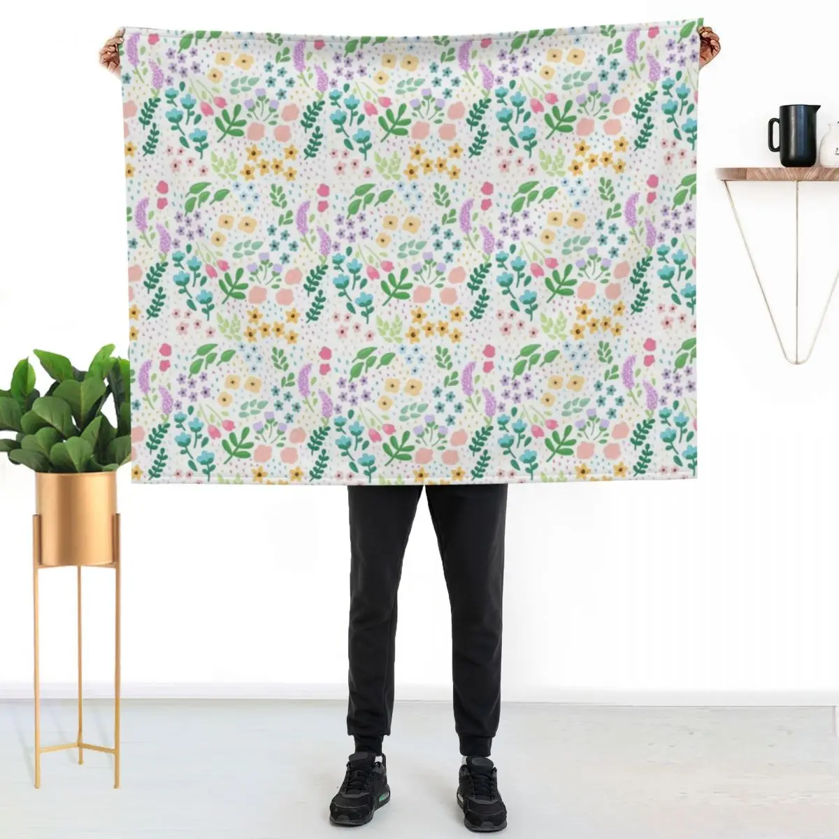 Plants & Polka Dots Throw Blanket Decorative Beds Furry Warm Cute Plaid Soft Plush Plaid for winter Blankets