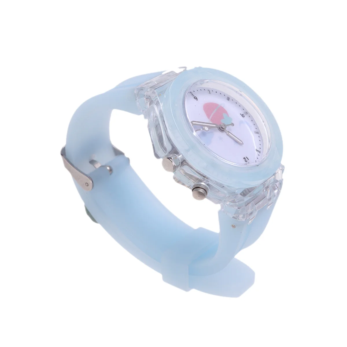 ساعة مضيئة بلون الحلوى وسوار معصم متوهج مريح وآمن لساعة الضوء الليلي