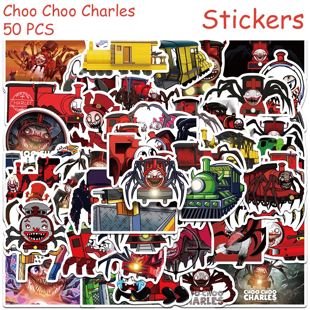 

50pcs Choo Choo Charles Stickers Decals For Phone Suitcase Skateboard Refrigerator Guitar DIY Aesthetic Waterproof Stickers