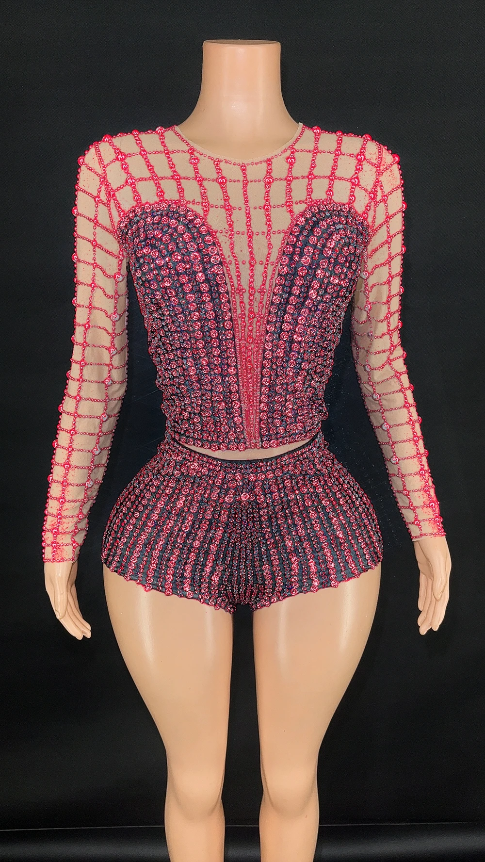 nyoor Two-Piece Rhinestone Pearl Set Black-S 3