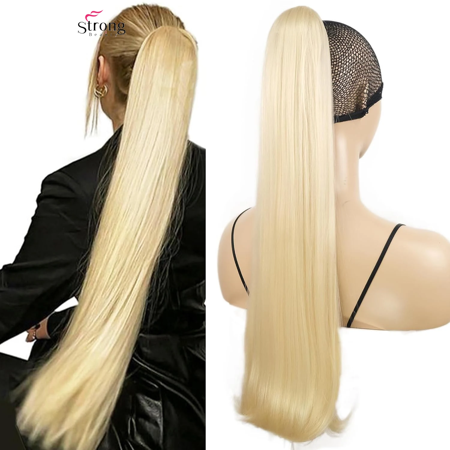 

26 inch Blonde Ponytail Extension Claw Clip Ponytail for Women, Long Wavy Pony Tails Hair Extensions, Synthetic Hair Extension