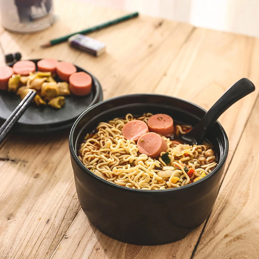

1Pcs Black Multipurpose Bowl Smooth Surface Long Life Salad Bowl Instant Noodle Rice Fruit Dessert Kitchen Tableware