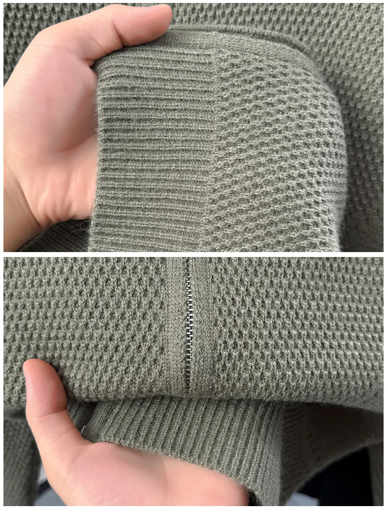 Hochwertige Herren-Strickjacke Hochwertige Marke Einfaches Reißverschluss-Design mit Stehkragen Herbst-Winter Neue Mode Lässiger Pullover-Mantel – Detail 24