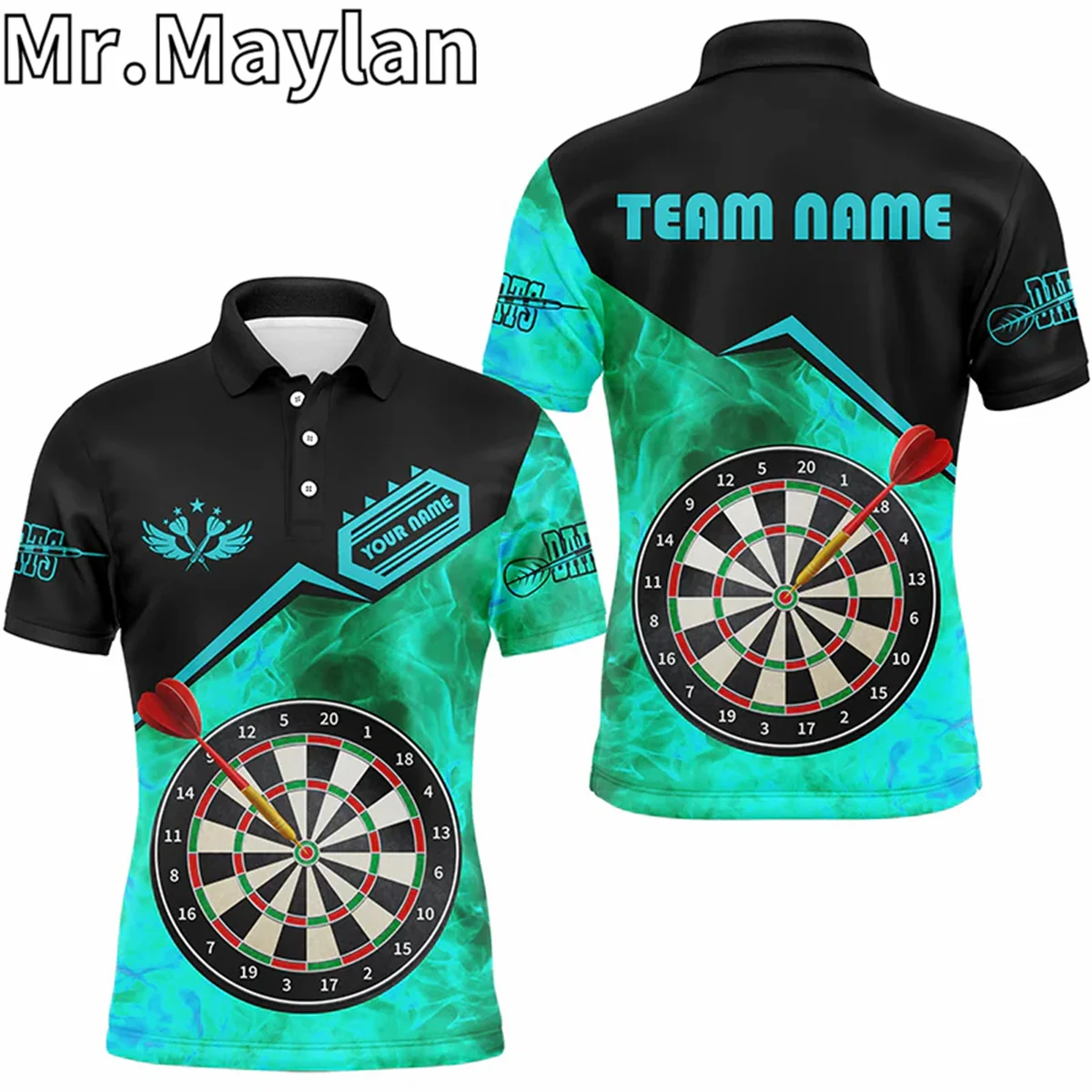 Red Darts Dragon Fire Flame 3D Printed Darts Sports Polo Shirts For Men Custom Team League Darts Jerseys Gifts For Darts Lovers