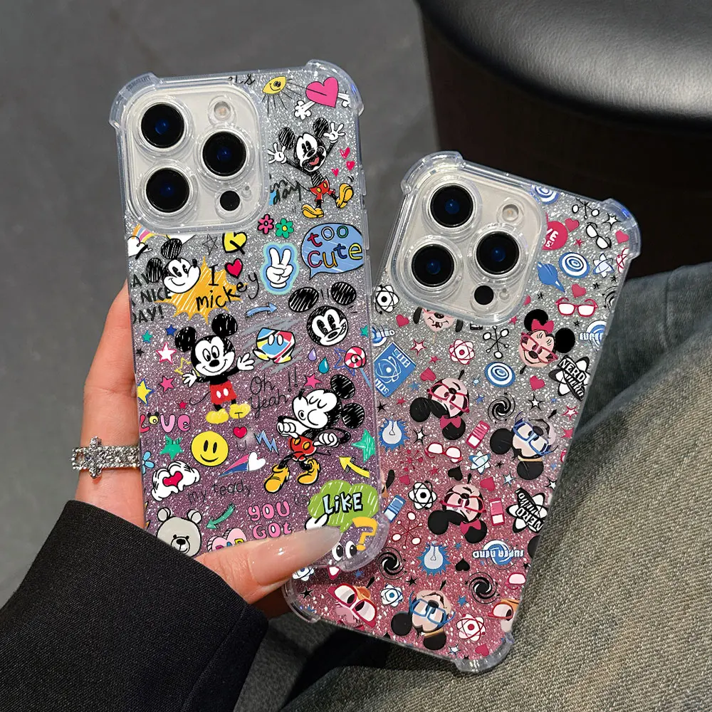 Graffiti Cute Mickey Mouse Phone Case For Samsung Galaxy S25 S24 S23 S22 S21 S20 Note20 FE Ultra Plus 4G 5G Anti Clear Cover