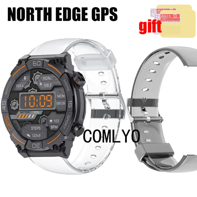 For NORTH EDGE GPS Smart watch Strap TPU Soft clear women men Sports Band Screen protector film