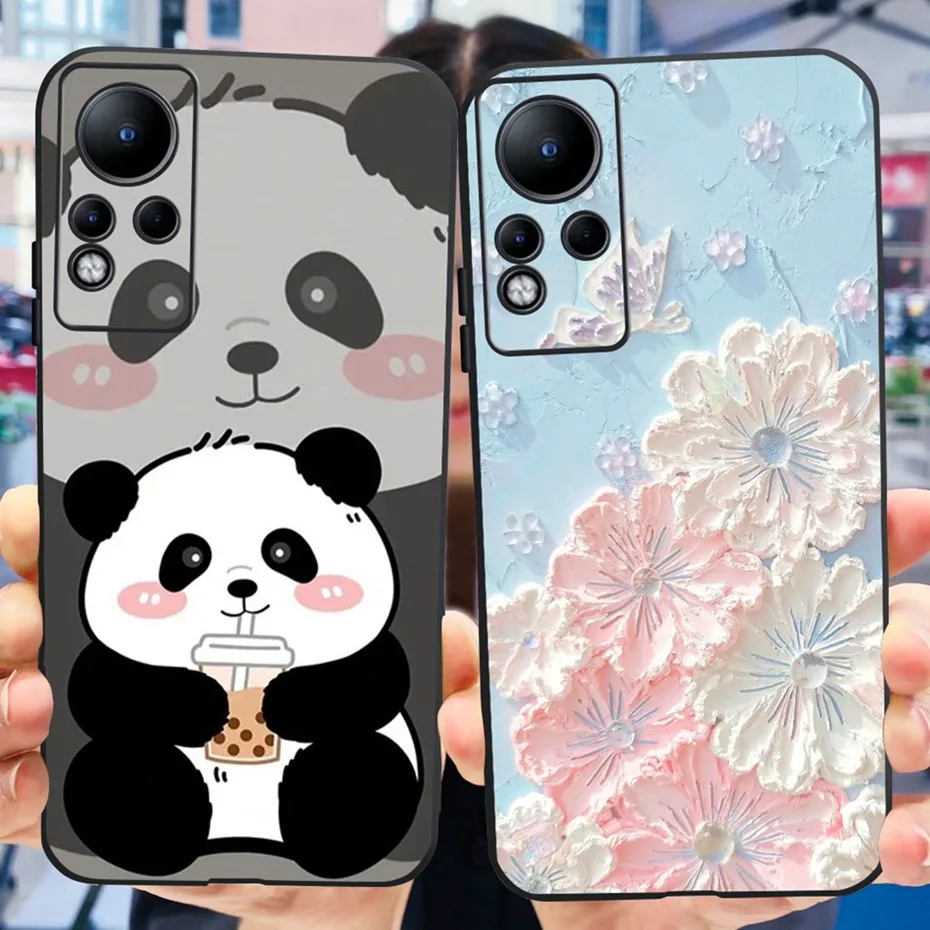 Lovely Printing Case For Infinix Note 11 Black Silicone Soft Back Cover For Infinix Note11 X663 X663B Phone Cases