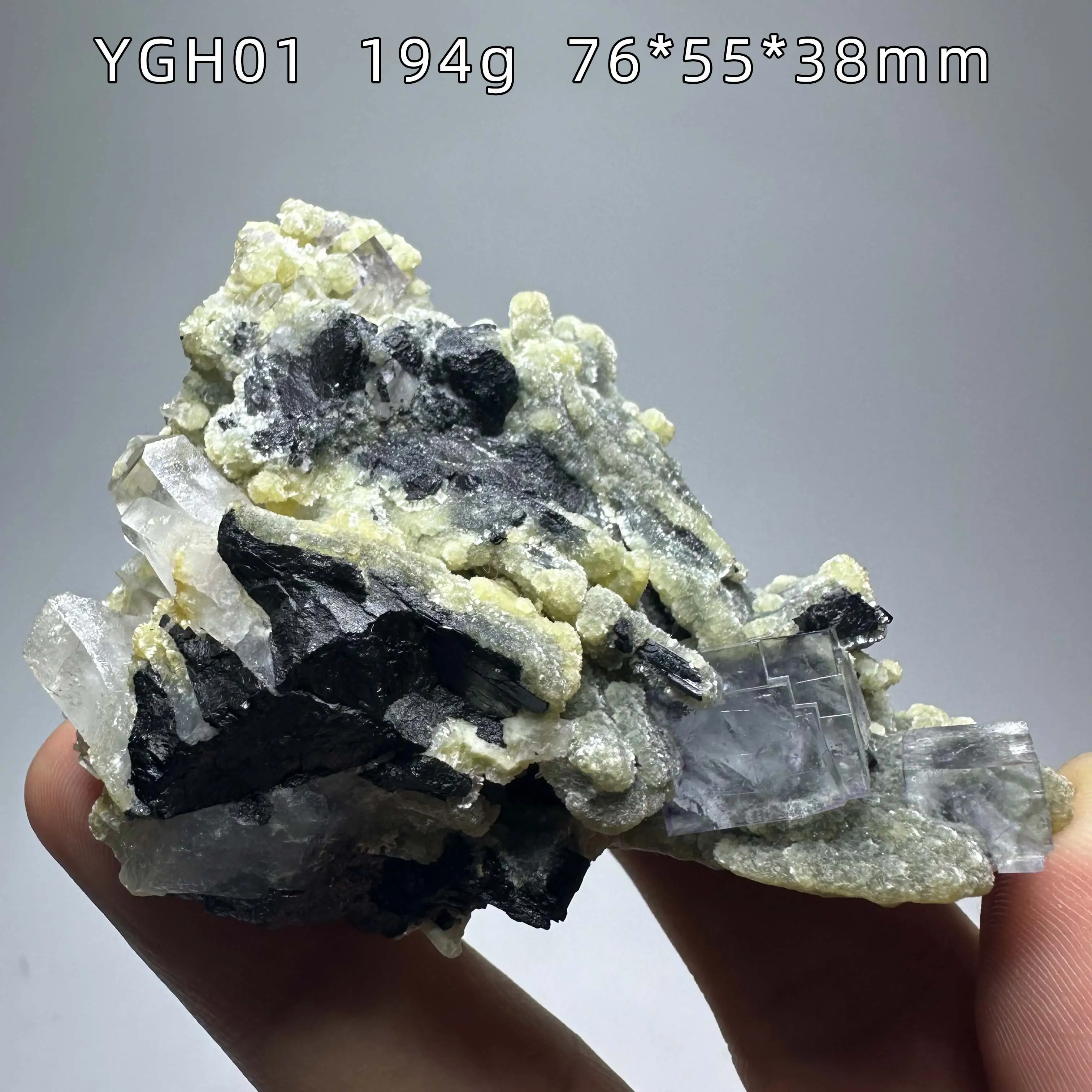 Natural Raw Stone Yaogangxian Fluorite Wolframite ore crystal coexists Mineral Specimen Crystal Home Decoration Healing Crystal