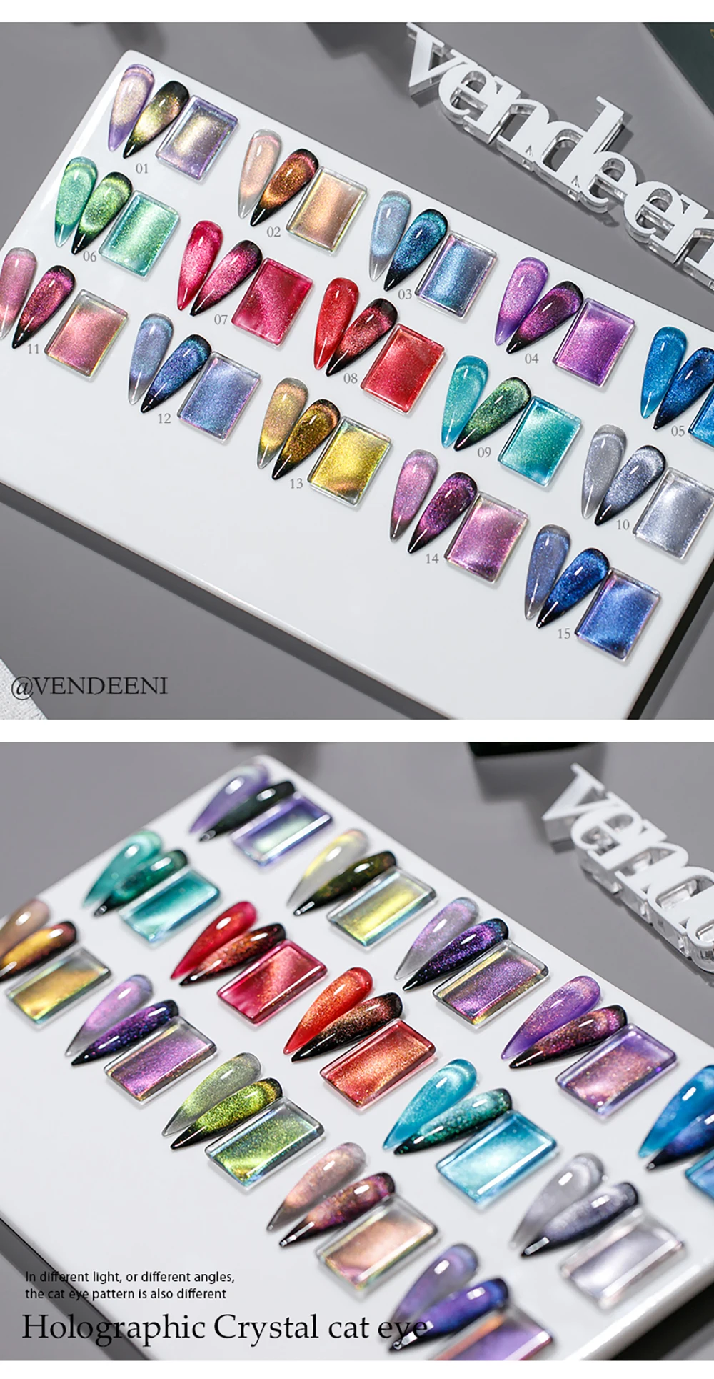 Vendeeni 15 Farben/Set Kristall-Katzenaugen-Gel-Nagellack Magnetischer UV-Soak-Off-Gel-Lack 9D Aurora Katzenaugen-Nagelkunst-Gel-Lack – Detail 22