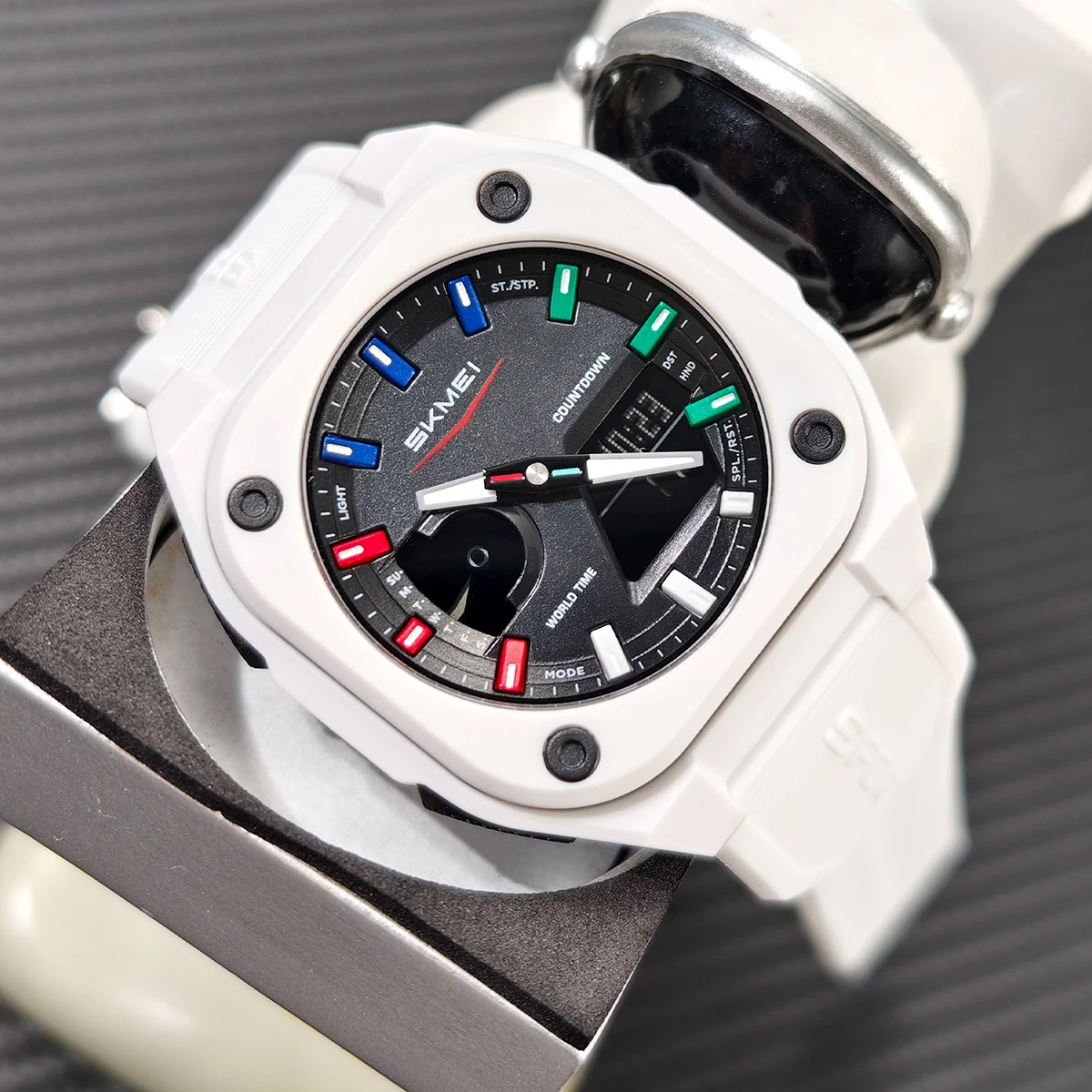 SKMEI Бизнес Классические цифровые электронные часы с двойным циферблатом Кварцевые наручные часы для мужчин и женщин Оригинальные водонепроницаемые часы и браслет