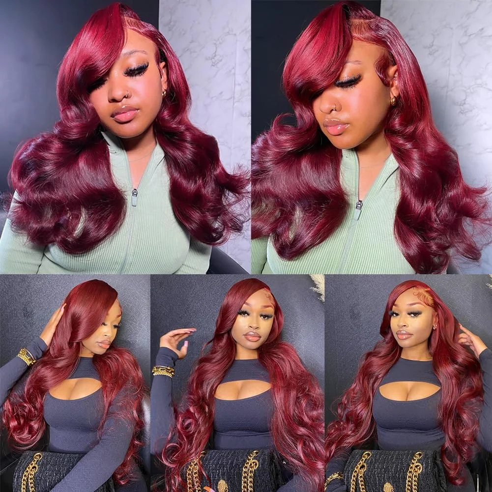 99j Burgundy 13x6 HD Lace Frontal Human Hair Wigs Wine Red Colored Brazilian Body Wave 13x4 Lace Front Wigs Human Hair On Sale