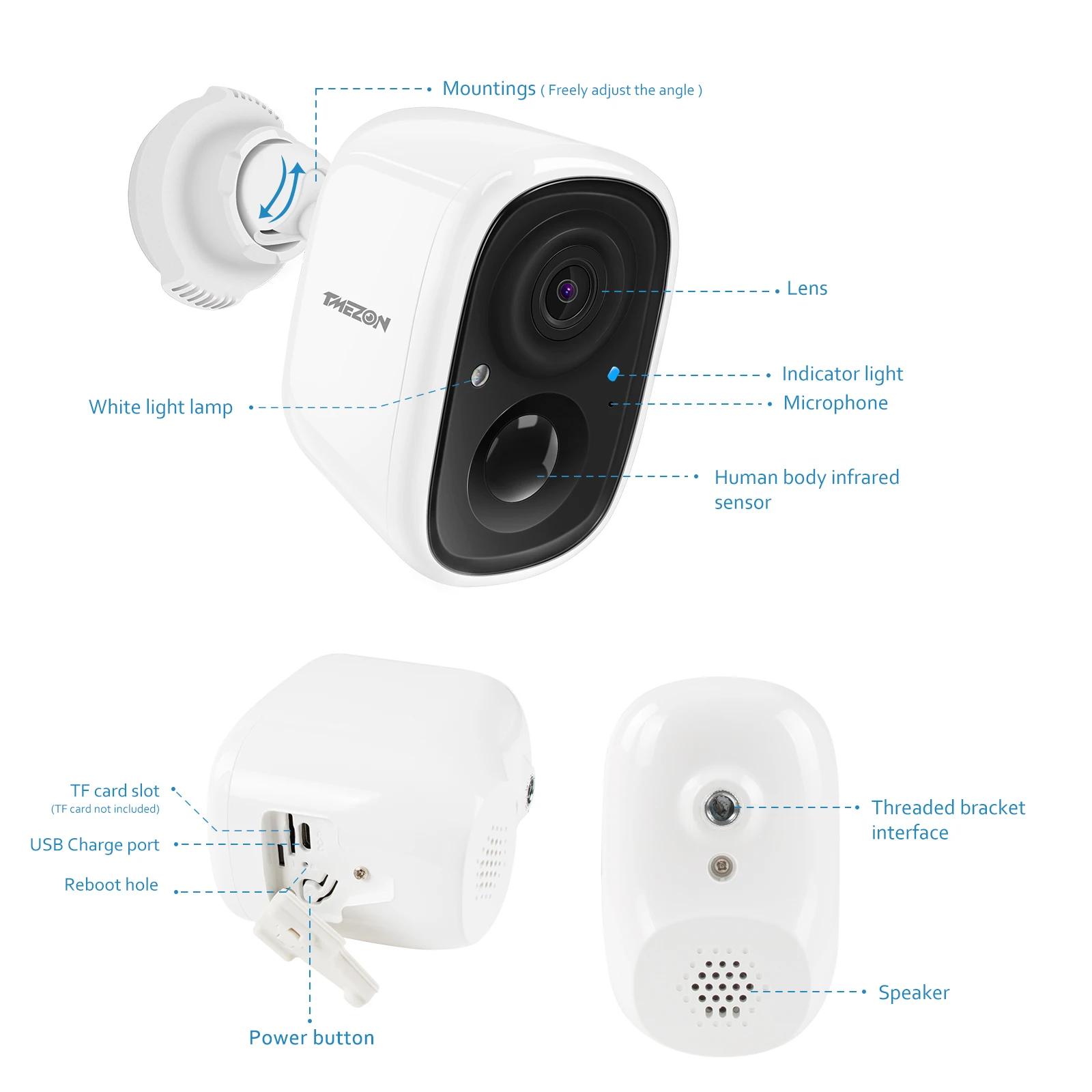 Cámara de seguridad IP inalámbrica para exteriores, videocámara de 1080P WIFI con batería recargable, Audio bidireccional, resistente a la intemperie, IP65, PIR Motion