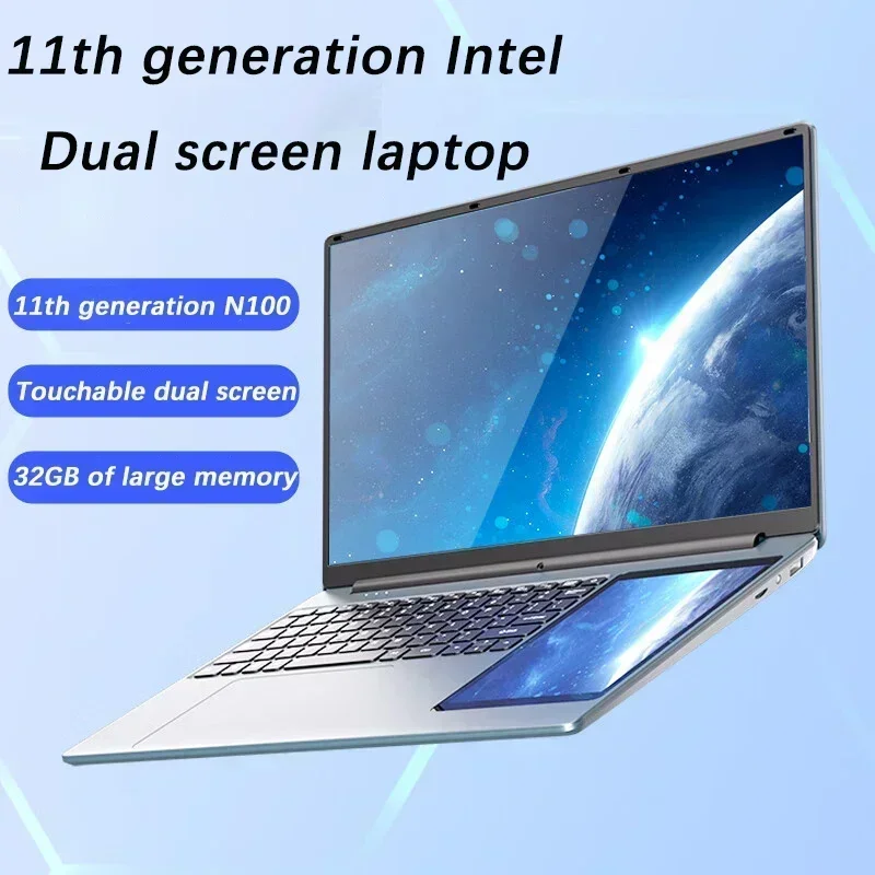 2024 Nieuwe Krachtige 15.6 + 7-Inch Dual Screen Laptop Volledig Metalen Behuizing 180 ° Roterend Scherm Notebook Gamers Werken Laptops