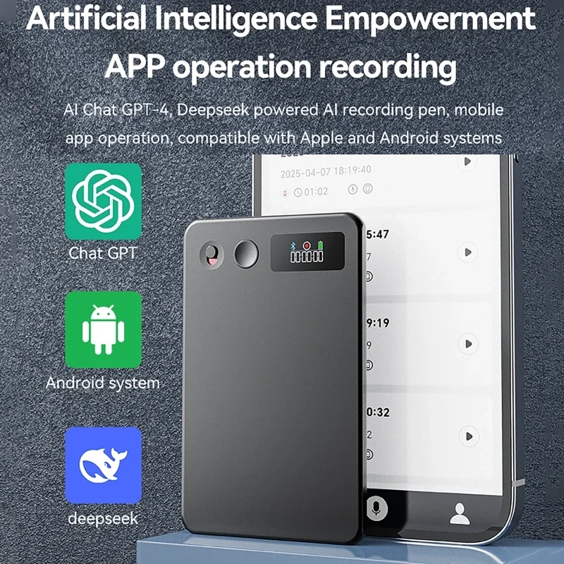 189 مترجم لغة AI Powerd ChatGPT-4 App مكالمة هاتفية مسجل صوت صغير Espia Transcribe Summarize Audio Dictaphone