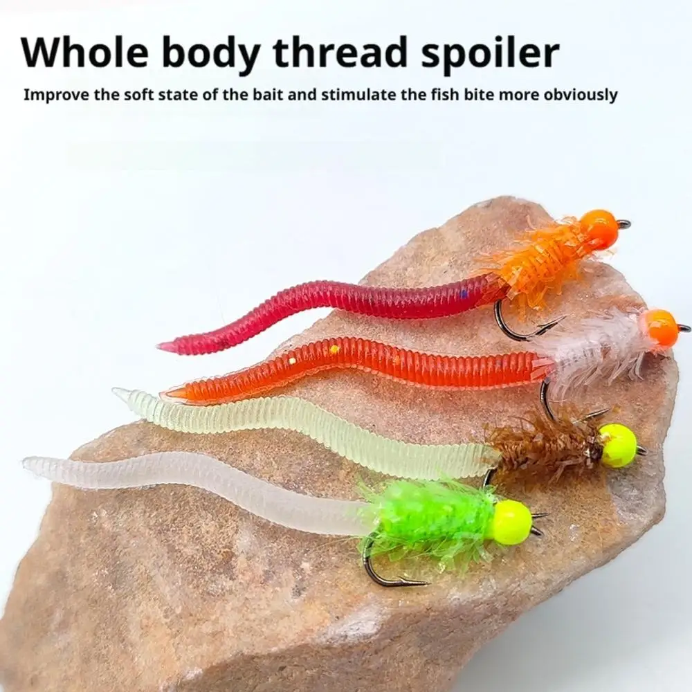 Luminous Simulated Earthworms Bait Glowing Soft Worms Fishing Lures Fly Fishing Flies Hook For Rainbow Trout Creek Trout Catfish view 5