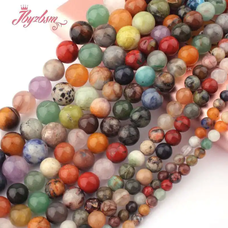 Natural Mixed Stone beads Round DIY Necklace Bracelets Beads Loose Strand 15Inch 6/8/10/12mm For Jewelry Making image 5