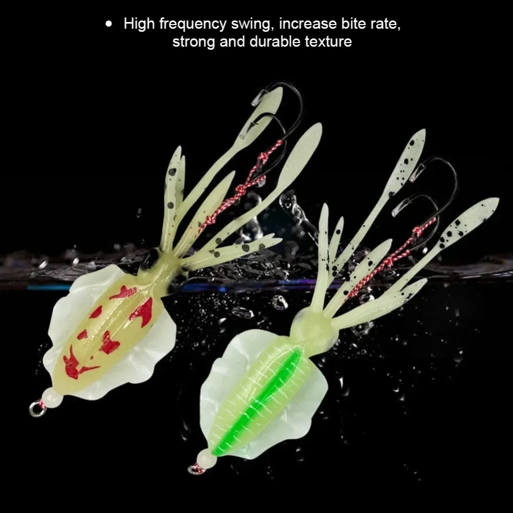 

10CM/15CM Rubber Squid Skirts Soft Rubber Double Hook Design Octopus Fishing Lures Octopus Skirts Soft Material