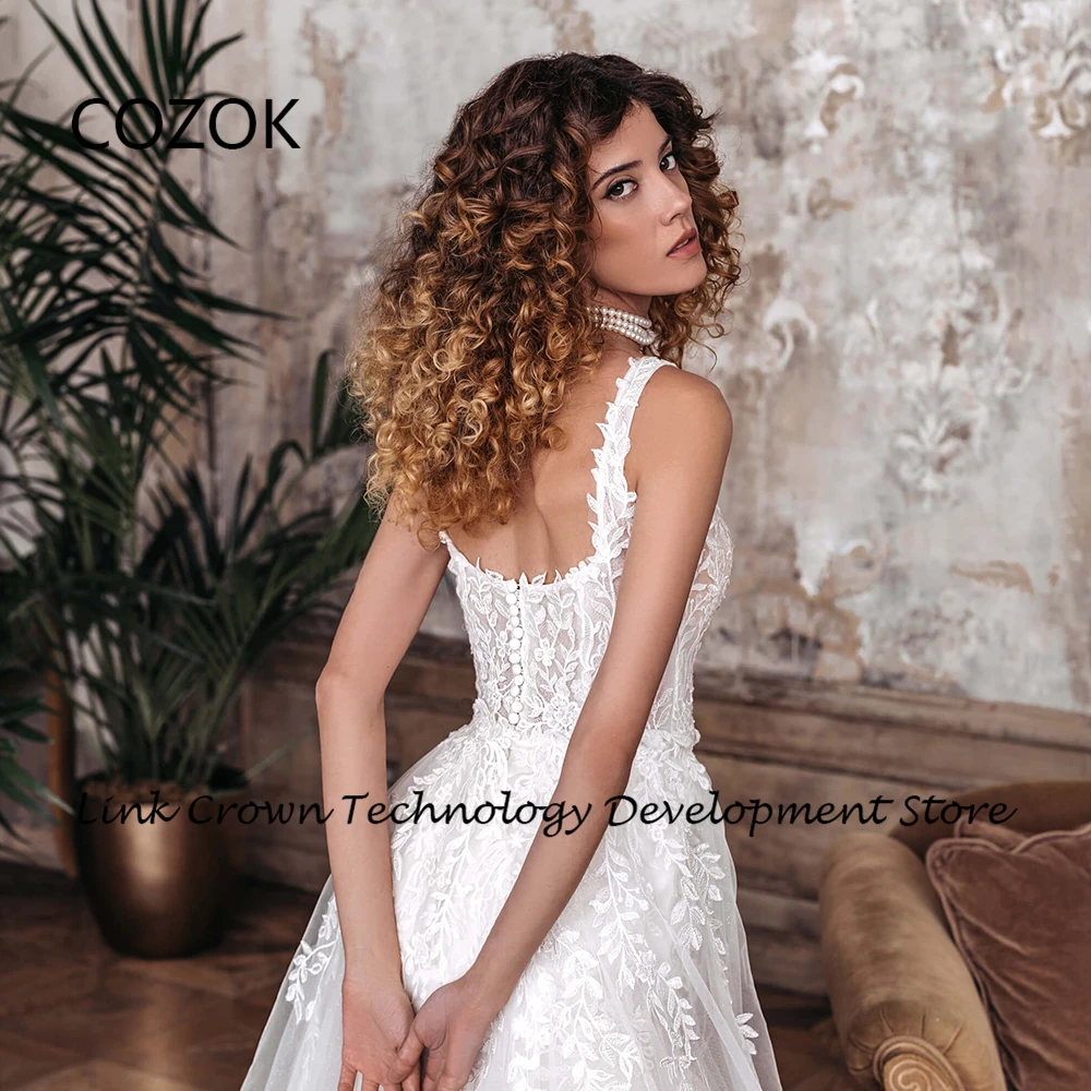 Precioso vestido De Novia blanco con tirantes finos para Princesa, Vestidos De Novia con abertura lateral y encaje, novedad De verano, 2024