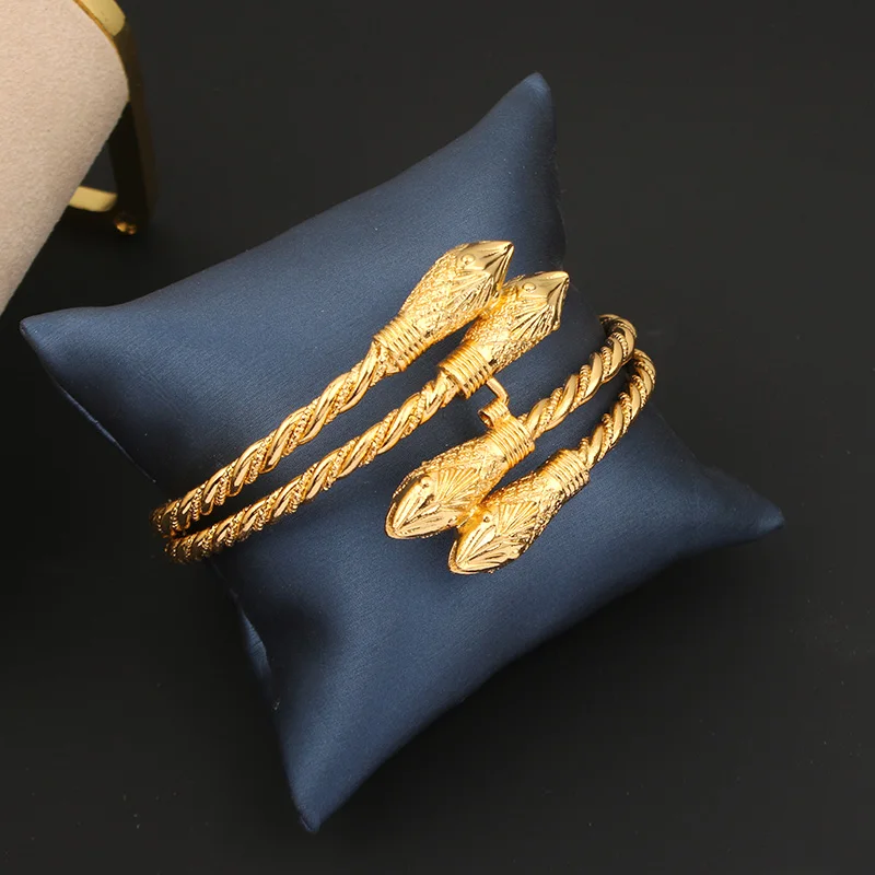 Dicai Charm Bracelets African Gold Color Bracelets and Bracelets Ethiopia Dubai Cuff Bracelets Women Wedding Gifts Fashion