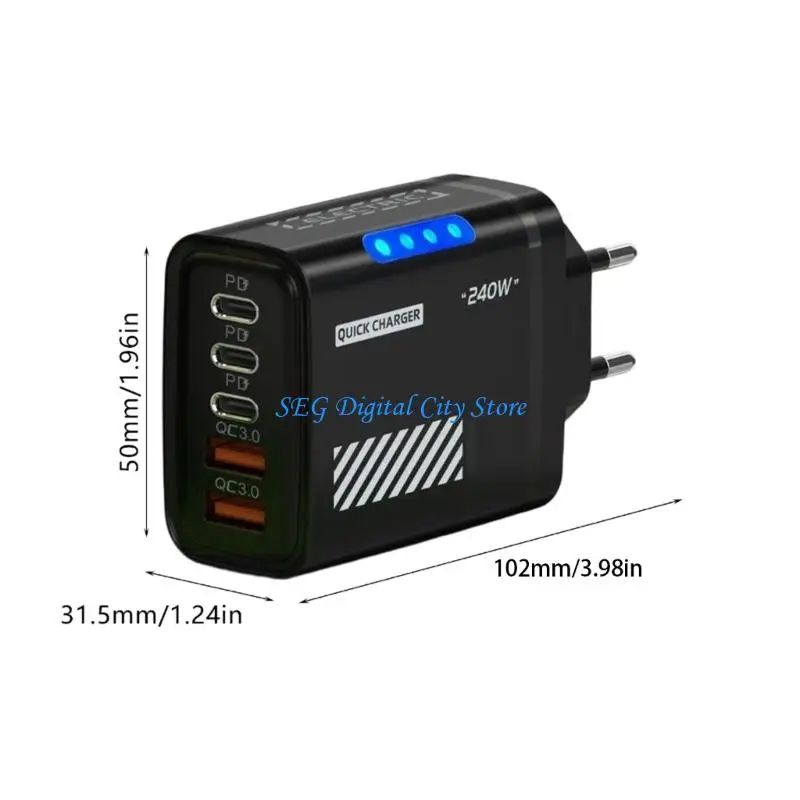 U75B Large Power 240W Charges 5 Port Intelligent Device Detection Safe Charging Tool