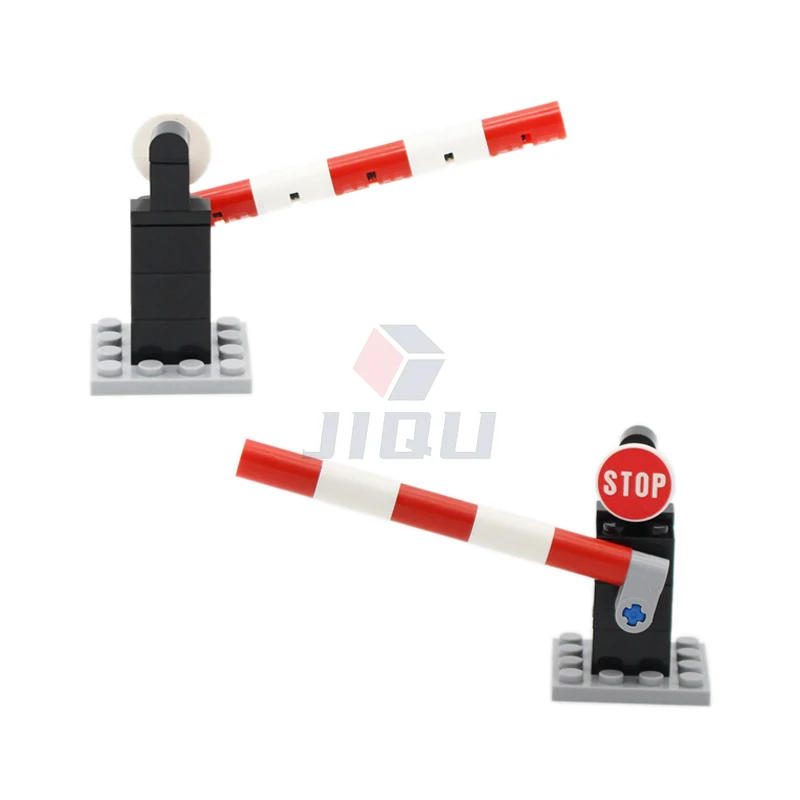 City Traffic Lamp Signpost Railway Barrier Building Blocks MOC Street View Accessories Bricks Speed Limit Indicator Warning Toys