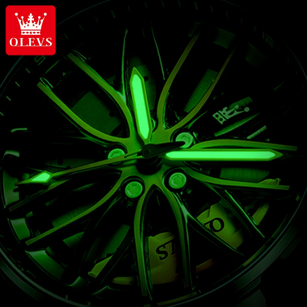 OLEVS นาฬิกาควอทซ์แนวสปอร์ต9937สายสแตนเลสหน้าปัดกลมเรืองแสง