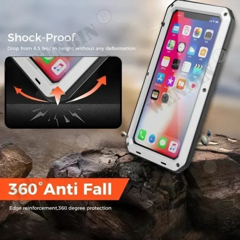 Luxury Heavy Duty Shockproof Case For iPhone 15 14 13 12 11 Pro Max XR X Max Doom Armor Metal Case Protective Shell Funda Cover