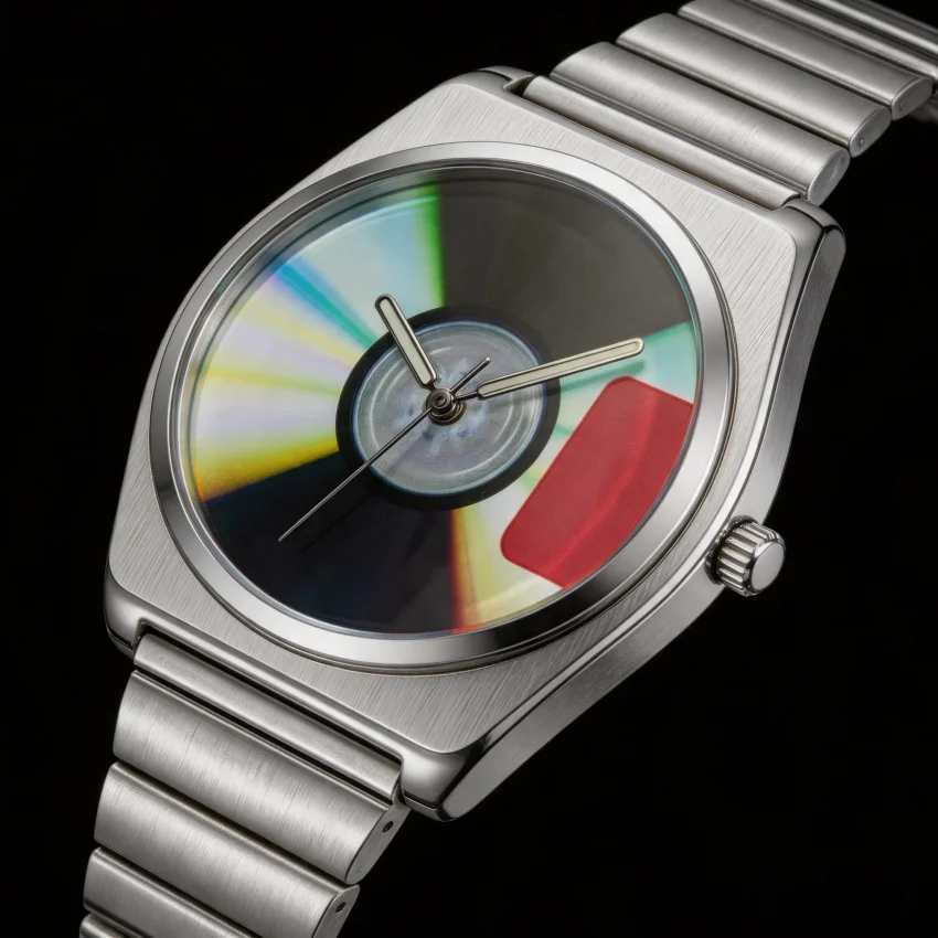 Unique Retro Record Creative Dial Quartz Watches Men Y2K Design Different Shapes Waterproof Watch Man Luminous Steel Male Clock