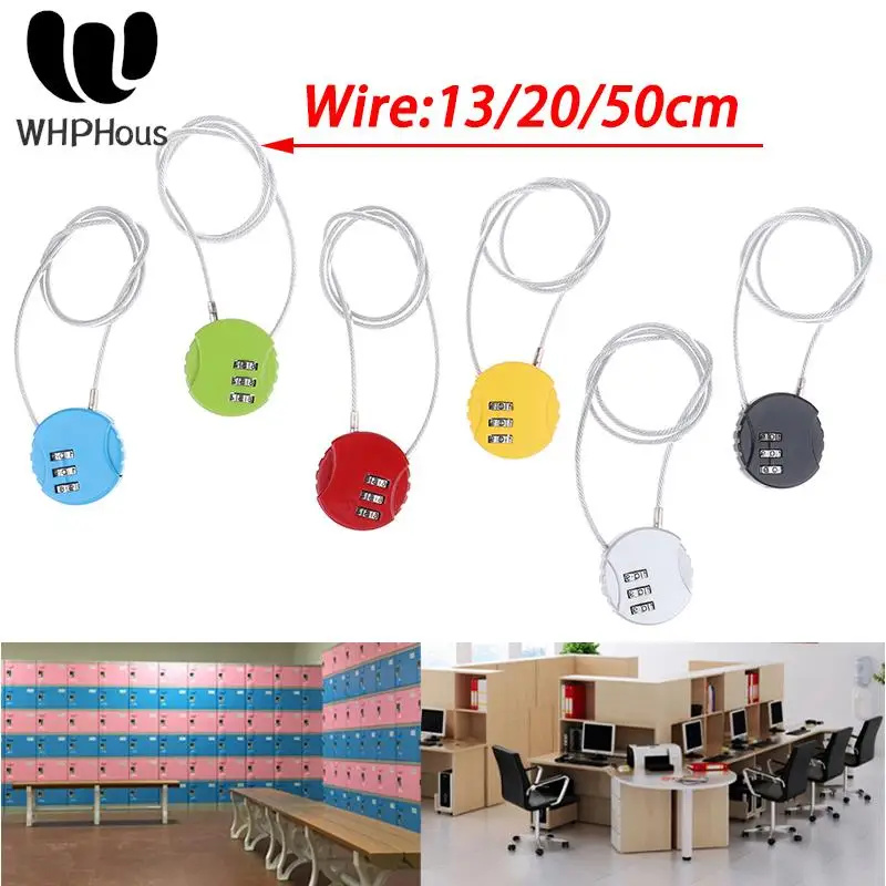 13/20/50cm Wire Rope Digit Padlock Password Code Colorful Security Lock Smart Combination Numer Lock For Motorcycle Helmet Lock