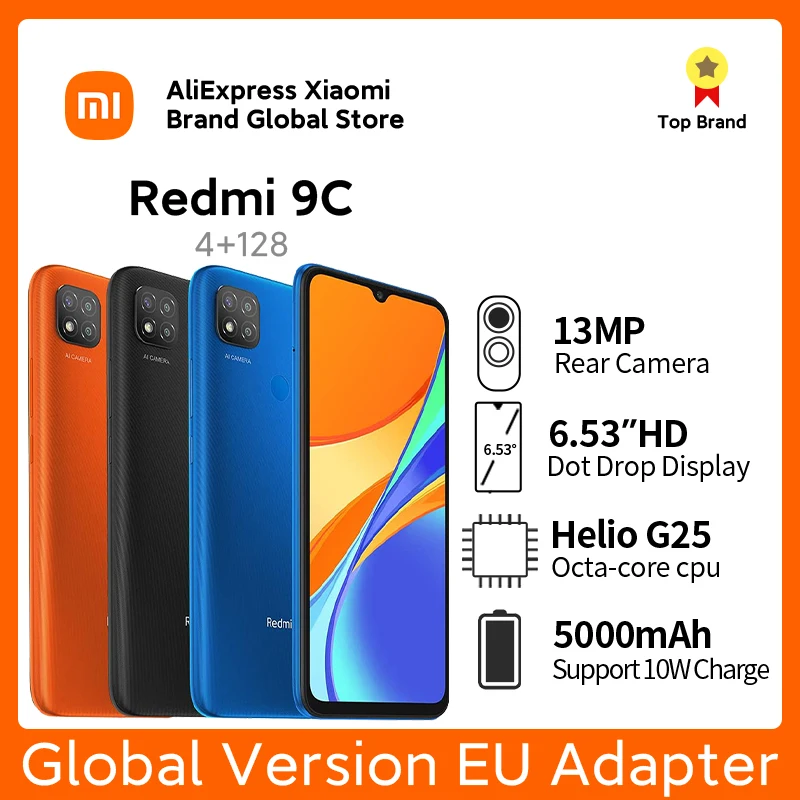 

Глобальная версия Xiaomi Redmi 9C 3 ГБ + 64 ГБ/4 ГБ + 128 ГБ смартфон 13 МП камера Helio G35 6,53 "дисплей 5000 мАч аккумулятор смартфон