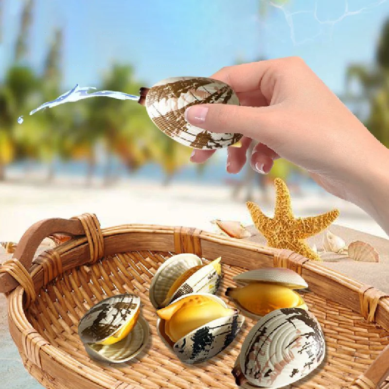 5Pcs Random Water Spray Clam Toy Prank Gag Water Absorption Press Simulation Shellfish Children's Water Gun Play For Boy Cartoon