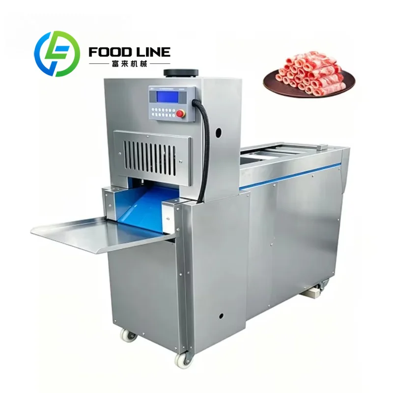 Meat Slicer For Frozen Meat Roll Clean Look Food Grade Surface System Design System Corned Beef Processing Plant Sample Order