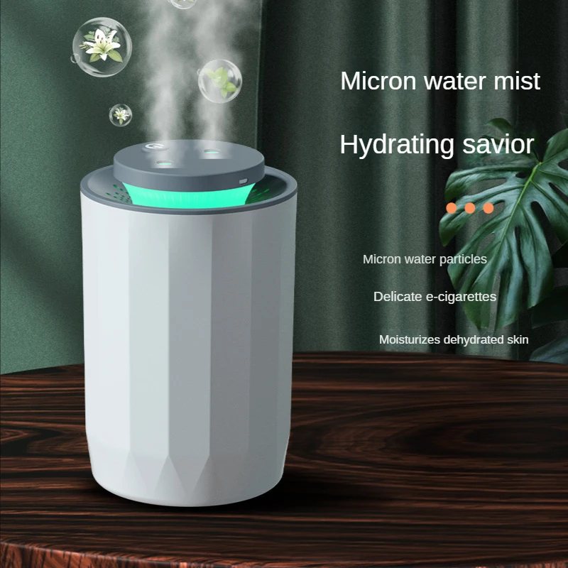 Mini Air Humidifier Diffuser for Car Lobby Bedroom Ofice Conditioning Room Plants Cute Silent Dual Nozzle Night Light Nano Mist