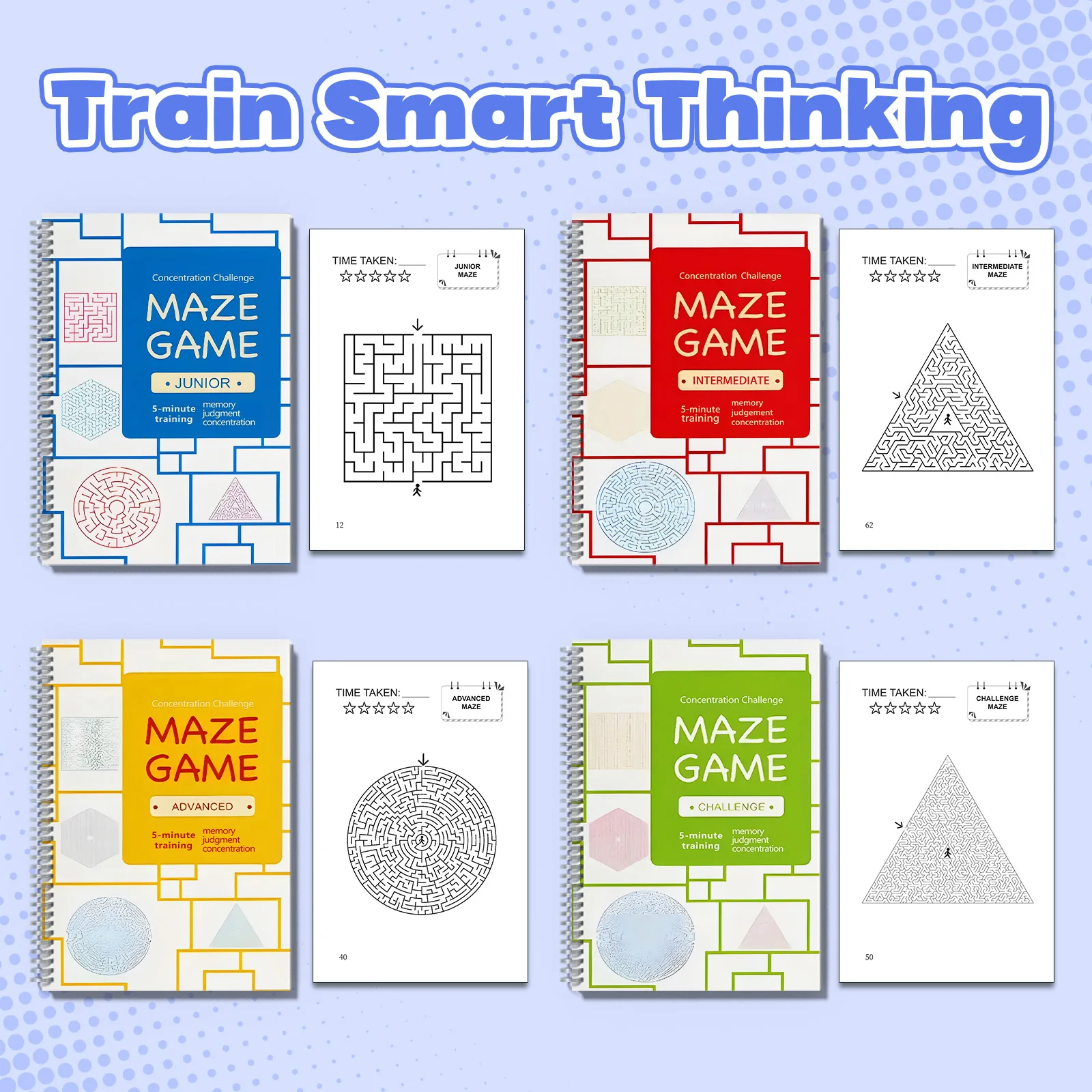 Kids Maze Game Book, Fun Puzzle Activity Workbook, Brain Training for Children, Improve Concentration & Logical Thinking