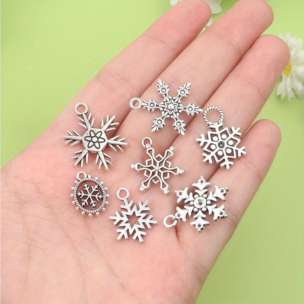 3/13/23pcs Enamel Snowflake Shaped Pendant, DIY Jewelry Decoration Accessories, Christmas, Valentine's Day, Thanksgiving Gifts