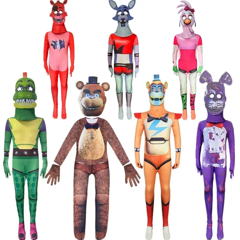 2025 New Halloween Costume for Kids Five Nights Freddyed Jumpsuit Cosplay Nightmare Bonnie Fnaf Freddy Anime carniva RER2 RQR78