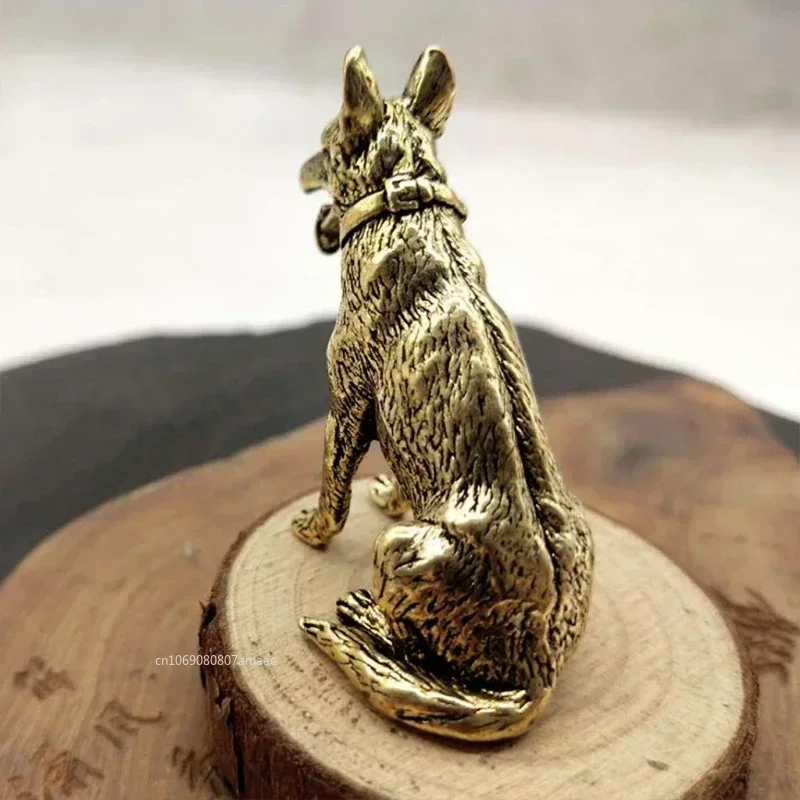 Brass Metal Lucky Fortune Dog Statue Small Feng Shui Ornament Little Puppy Wolf Figurines Chinese Desktop Pet Arts Home Decor - view 4