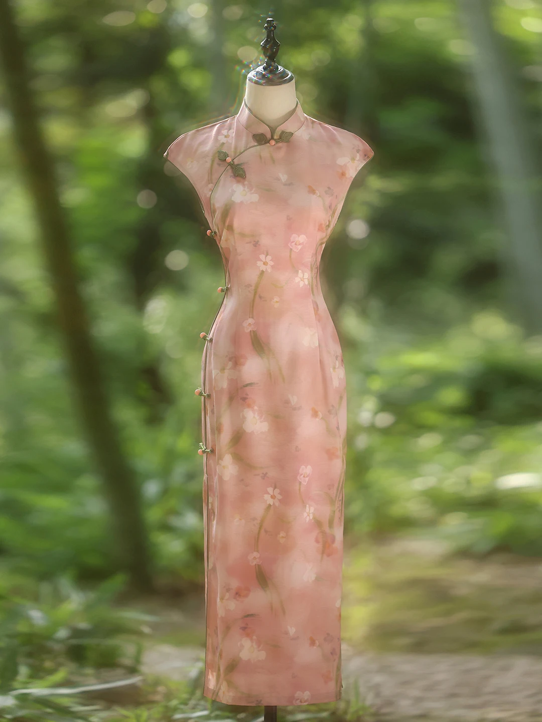

Pink Young Sle Improved Dr Daily Wear Retro Beautiful High Quali Slimming Chinese Sle Mid-Length Qipao Dr