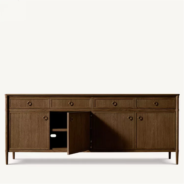 High Quality Home Furniture French Style Modern Luxury Square 4 Door Sideboard Cabinet with Drawers for Living Room Apartment