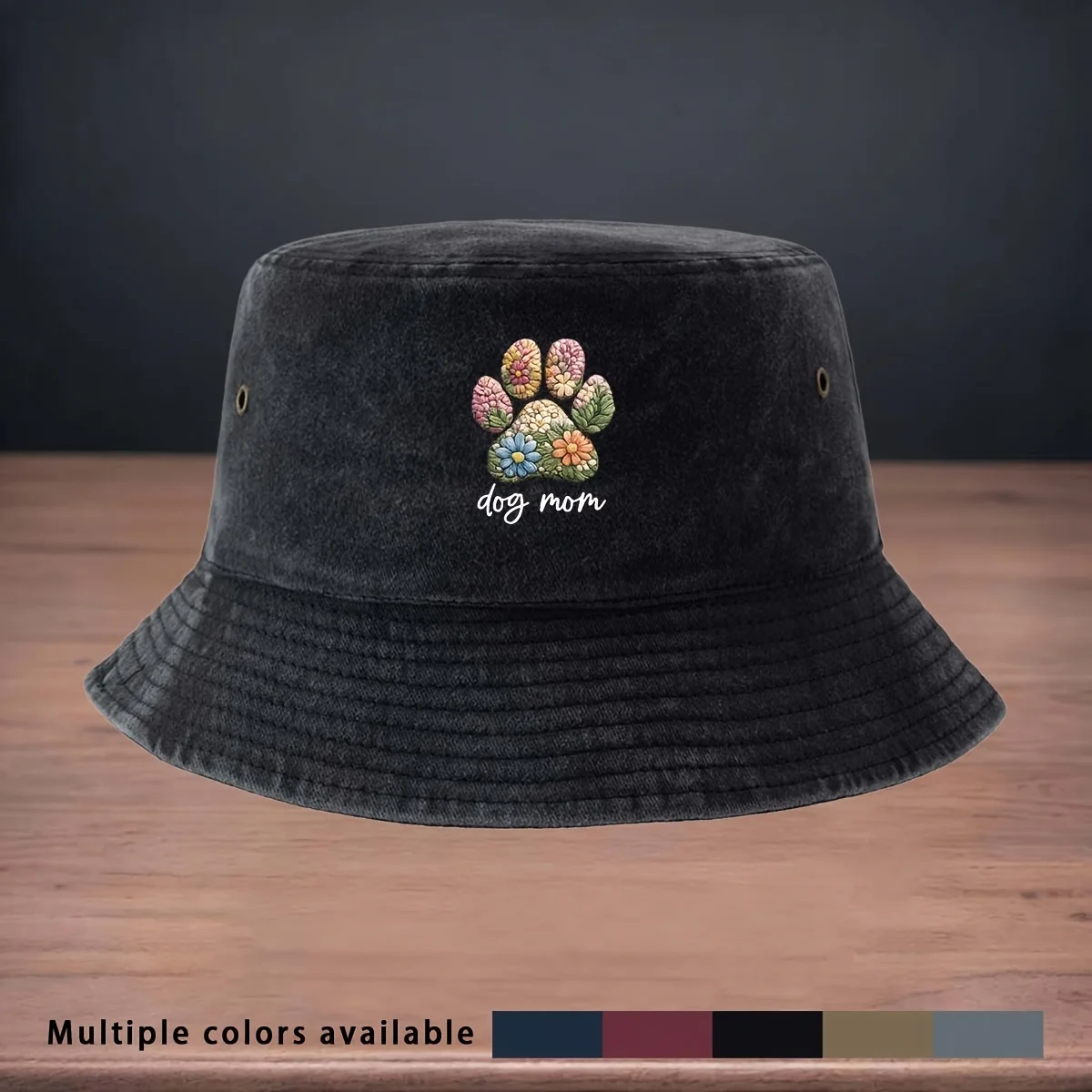 High-quality Printed Floral and Paw Print Pattern Bucket Hat, a Staple for Fishing and Lure Fishing. Foldable for Easy Storage a