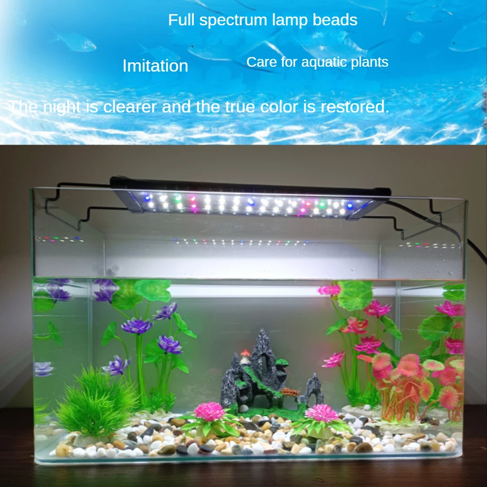 Colorful Highlight LED Aquarium Lamp, Blue Light, RGB Mode Switching, Aquatic Plants, Seawater, Coral Fish Tank, 30-120cm