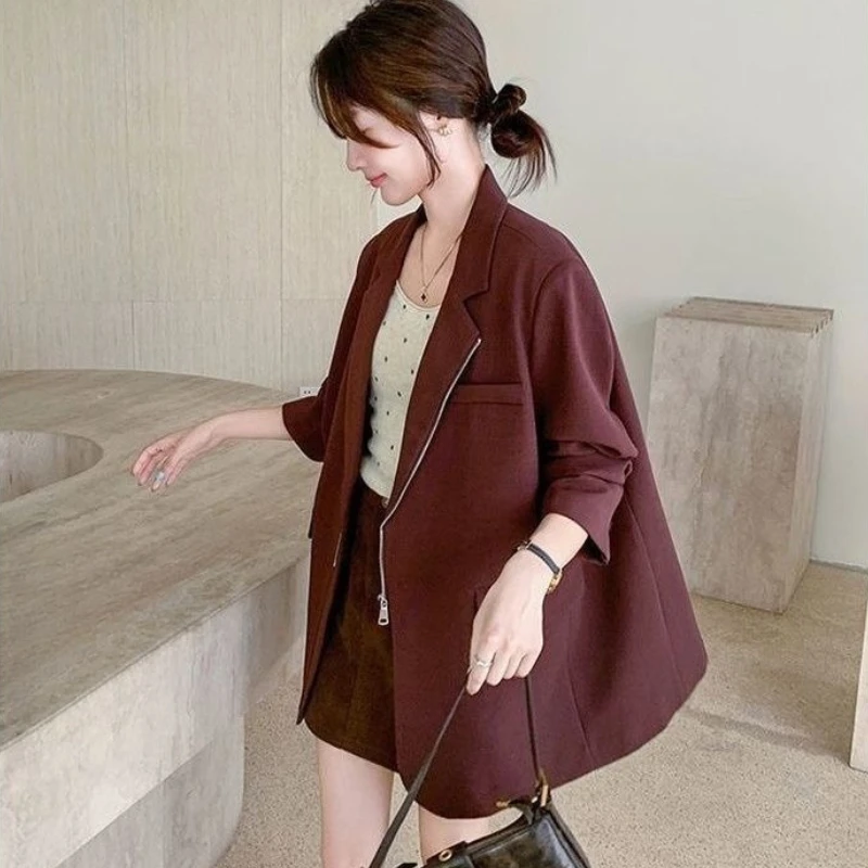 

Women Korean Minimalist Commuter Blazer 2025 Spring Autumn New High End Unique Design Stylish Zipper Premium Suit Jacket