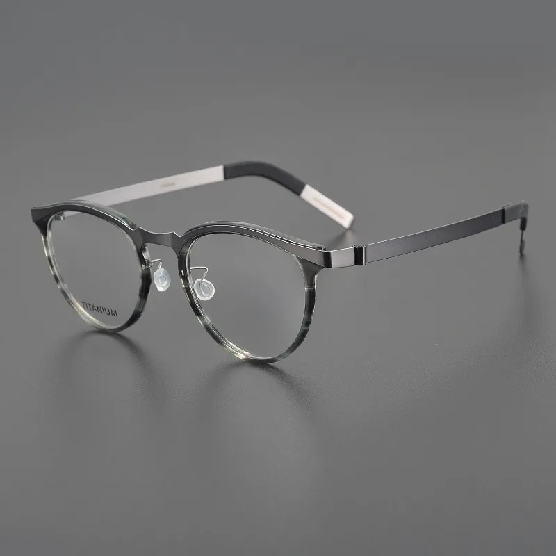 

New 2025 Handmade Acetate Titanium Glasses Frames Men Screwless Retro Oval Eyeglasses Frames Men Women Denmark Designer Eyewear
